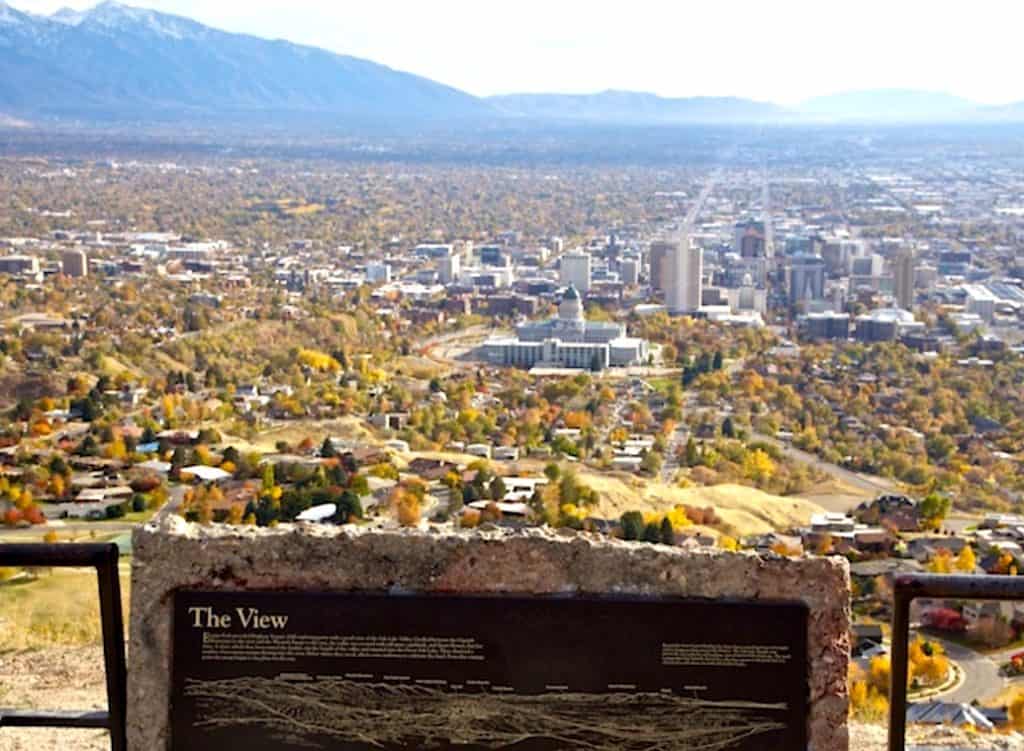 View over Salt Lake City Utah from Ensign Peak