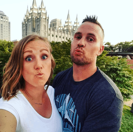 Woman and Man at Salt Lake City Temple, Utah