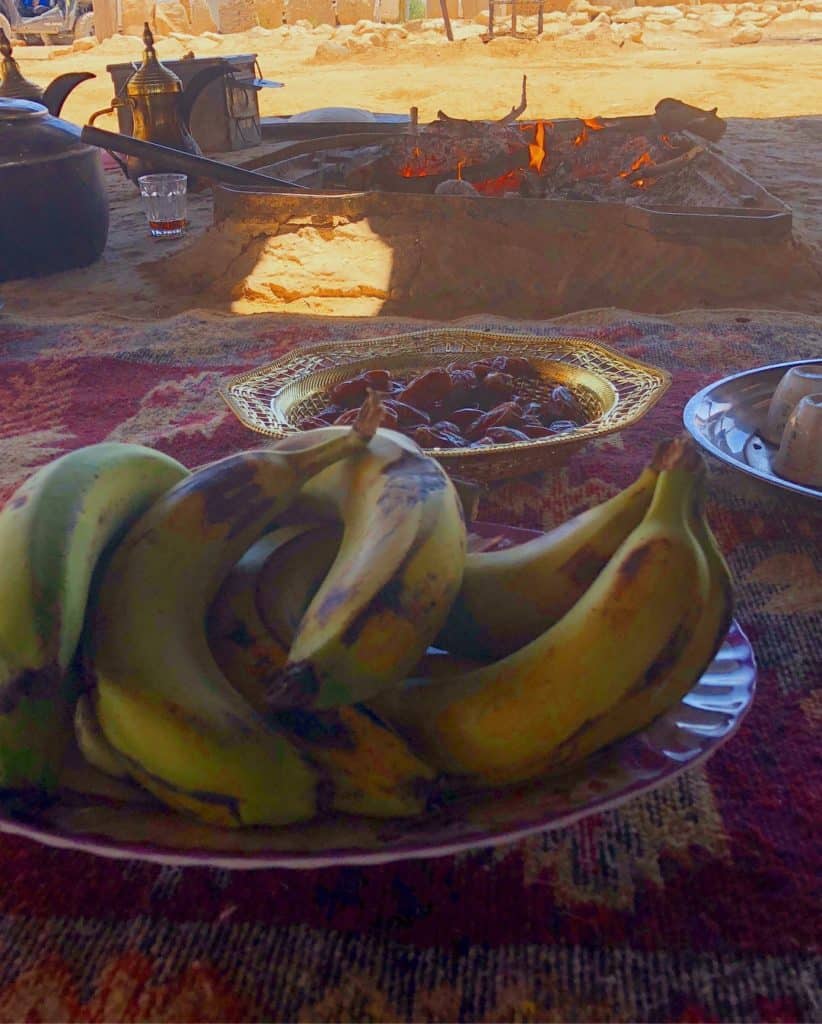 plate of bananas under a tent in the Negev Desert, Israel